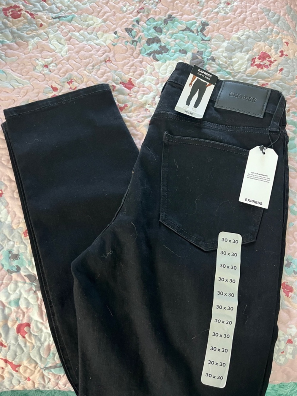 Express Men's Black Slim Straight Jeans